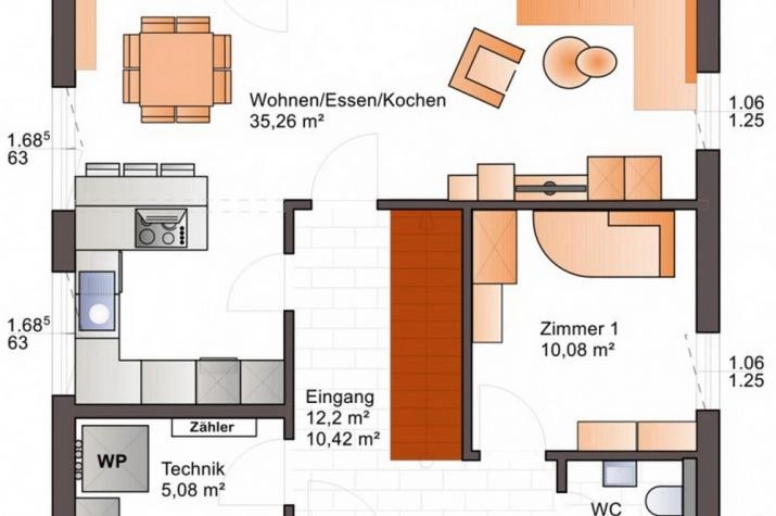 Grundriss AKTION: Klassik 125 schlüsselfertig inkl. Bodenplatte, Klassik 125 EG Satteldach
