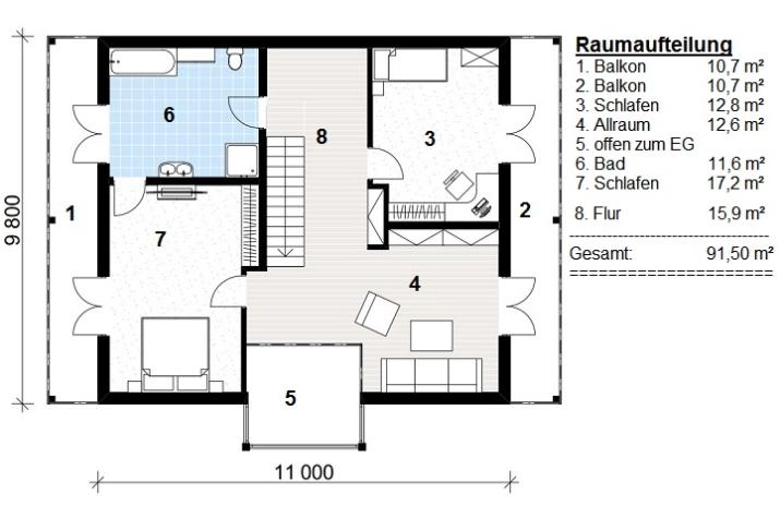 Grundriss Ausbauhaus 215 Kaufpreis 182.370.-- € inkl. 19% MwSt.
