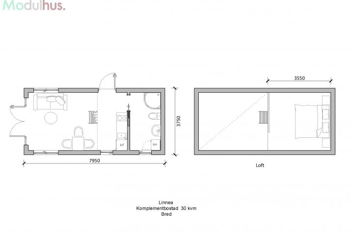 Grundriss Designerhaus mit 1 Zimmern, 25 m² Wohnfläche