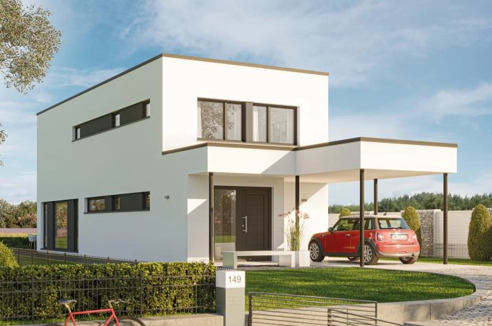 Blockhaus, mit Flachdach, 146 m² Wohnfläche