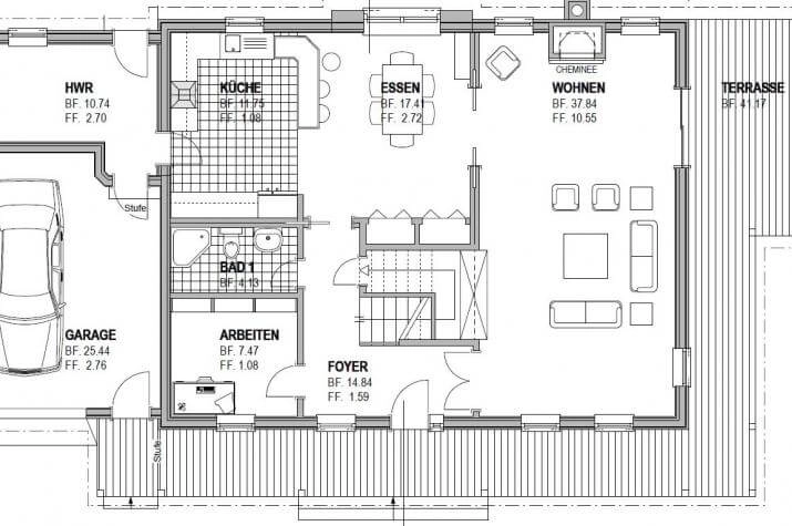 Grundriss Amerikanisches Haus, 206 m² Wohnfläche