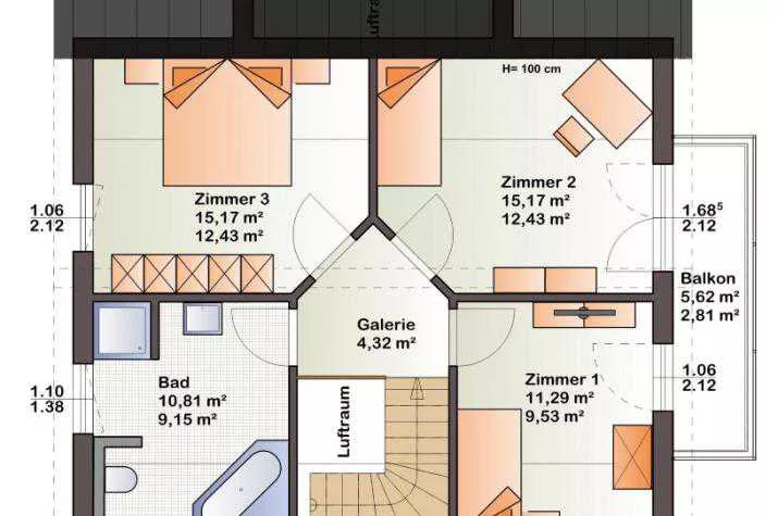 Grundriss Bärenhaus Einfamilienhaus Esprit 125, Esprit 125 Dachgeschoss
