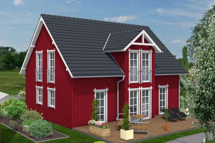 Bauen Sie im  Schwedenhausstil mit Holzverbundhaus - Hausansicht Schwedenstil