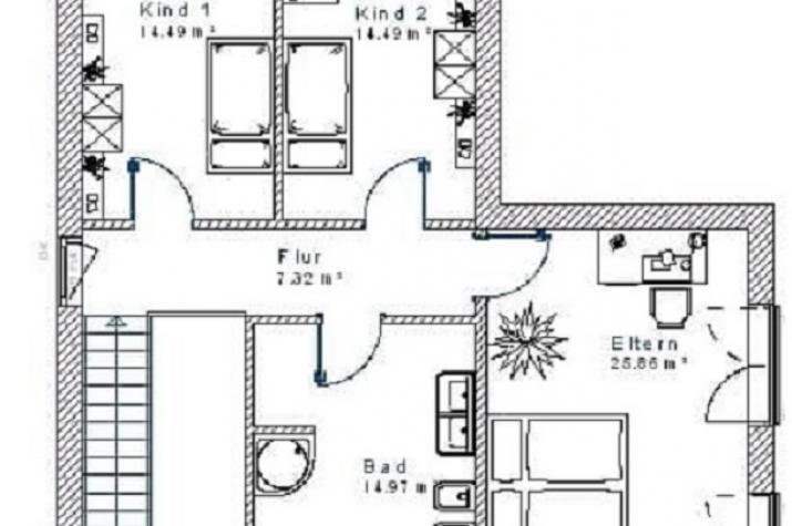 Bauhaus-Stil 10.17 - Skizze Dachgeschoss