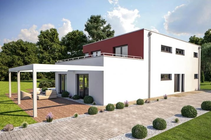 Bauhausvilla - Flachdach - bis zu 2 Dachterrassen - schlüsselfertig, Bauhausvilla 172