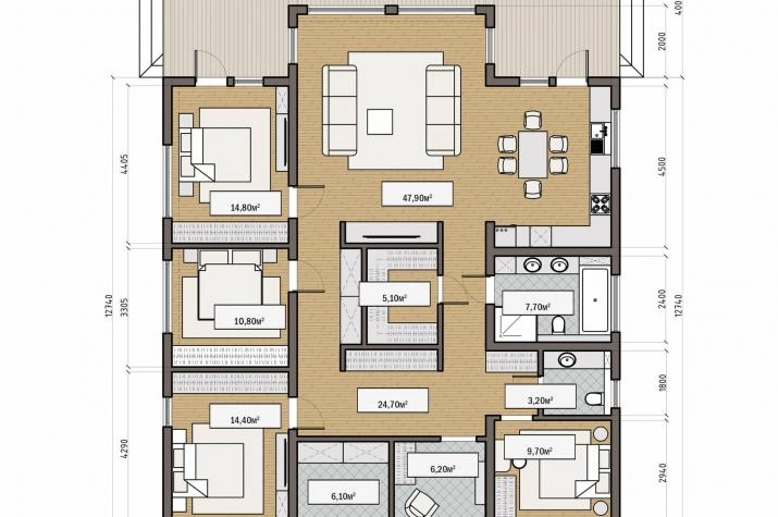Grundriss Blockhaus mit 5 Zimmern, 182 m² Wohnfläche