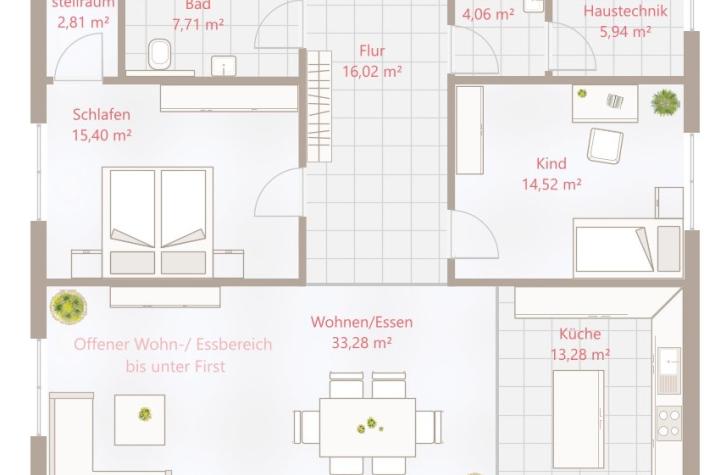 Bungalow 113 SD - Drevo Fertigbau - Erdgeschoss Bungalow 113 SD - Drevo Fertigbau - Erdgeschoss