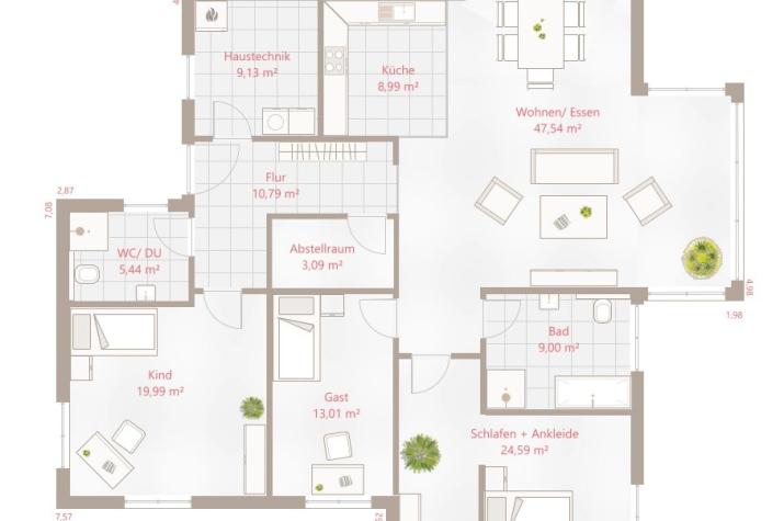 Bungalow 152 WD - Drevo Fertigbau - Erdgeschoss Bungalow 152 WD - Drevo Fertigbau - Erdgeschoss
