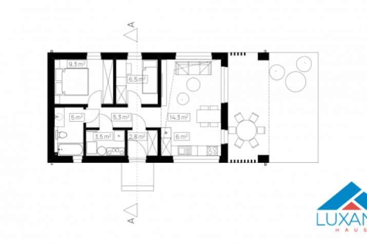 Grundriss Bungalow Carpe-Diem 52 mit Bodenplatte, EG - Bestandsgrundriss - Angaben zu pruefen
