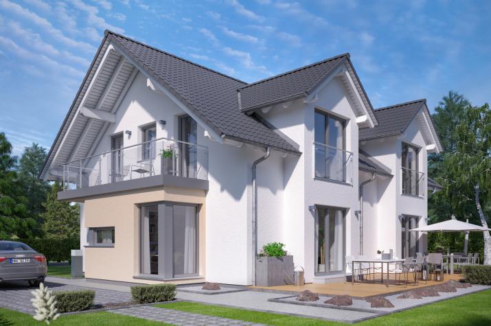 CELEBRATION 192 V2 - Zweifamilienhaus mit zwei Querhäusern und Erker mit Balkon