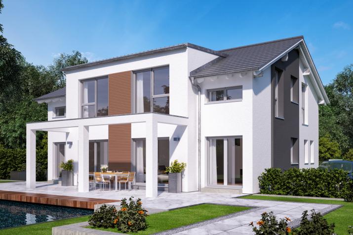 CELEBRATION 192 V4 - Elegantes Zweifamilienhaus mit Pultdach-Querhaus XL und Terrassenpergola XL CELEBRATION 192 V4 - Elegantes Zweifamilienhaus mit Pultdach-Querhaus XL und Terrassenpergola XL