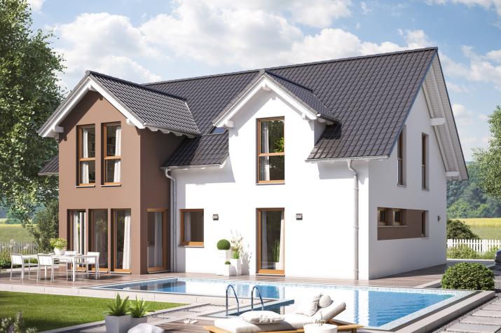 CELEBRATION 207 V3 - Schickes Mehrgenerationenhaus mit Satteldach-Querhaus und Zwerchgiebel