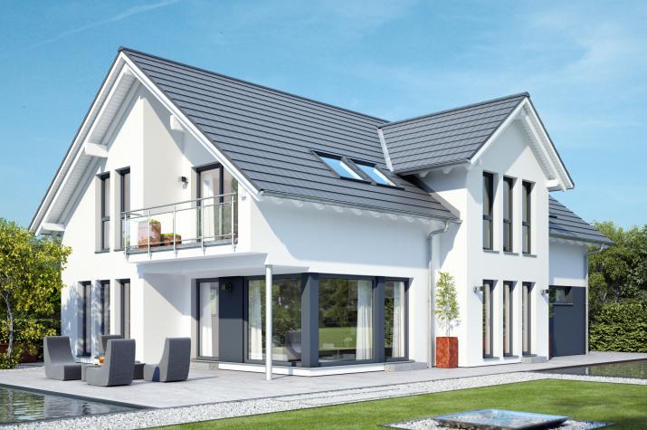 CELEBRATION 211 V2 - Elegantes Zweifamilienhaus mit Satteldach-Querhaus und Giebelerker mit Balkon