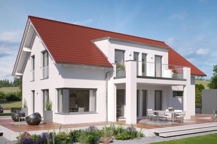 CELEBRATION 211 V3 - Innovatives Zweifamilienhaus mit Zwerchgiebel XXL und Terrassenbalkon