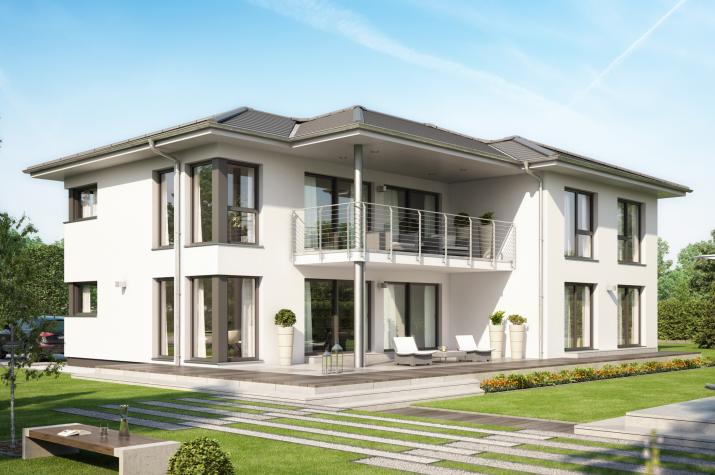 CELEBRATION 282 V2 - Repräsentatives Zweifamilienhaus mit überdachter Terrasse und großem Balkon