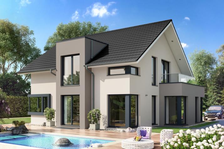 CONCEPT-M 159 Bad Vilbel - Elegantes Traumhaus mit Flachdach-Querhaus und innovativen Design-Eckfenstern