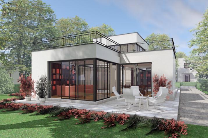 Das Patiohaus PAT07-H07 - Gartenansicht und Terrasse