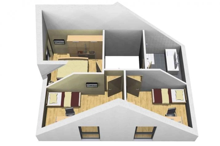 Doppelhaus Klassik 30.16, 3D Anischt Dachgeschoss 