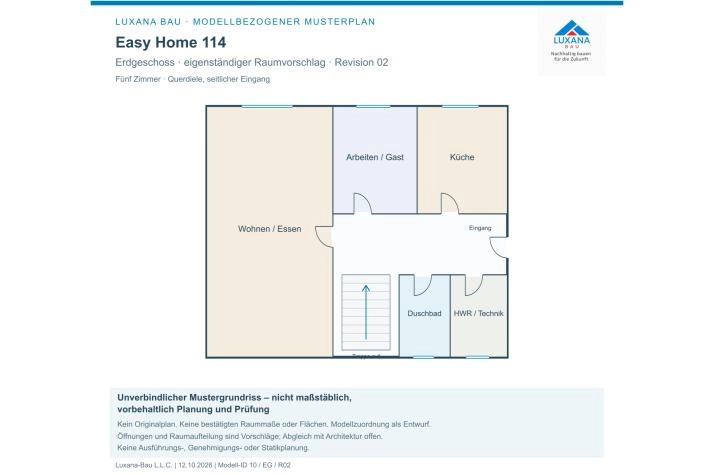 Grundriss Einfamilienhaus mit 5 Zimmern, 114 m² Wohnfläche