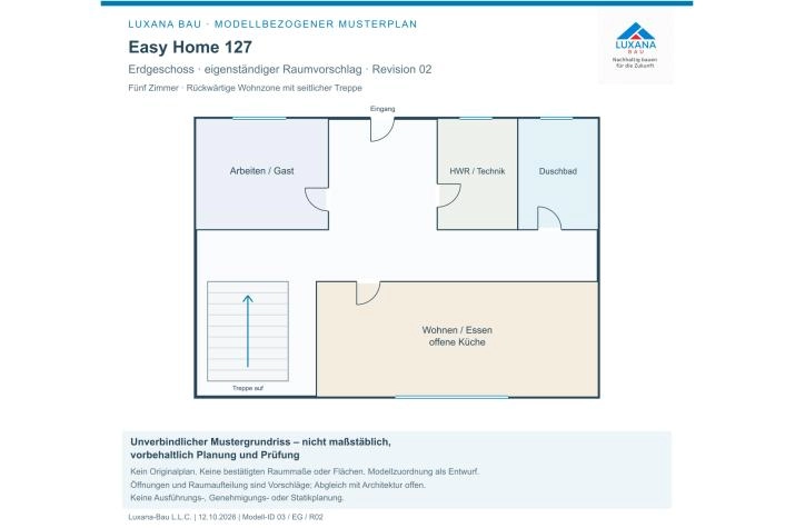 Grundriss Haus mit Einliegerwohnung mit 5 Zimmern, 127 m² Wohnfläche