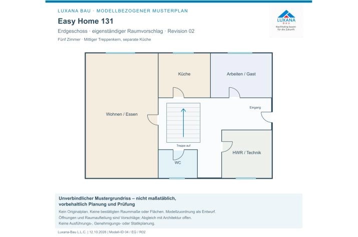 Grundriss Einfamilienhaus mit 5 Zimmern, 130 m² Wohnfläche