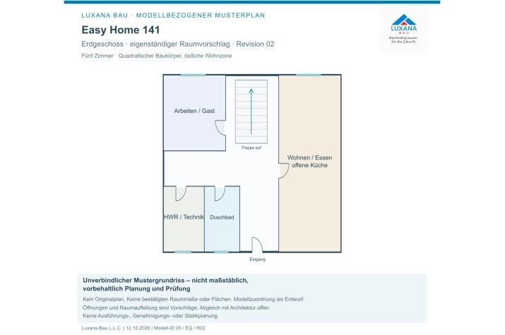 EASY Home 141 ab OK/Bodenplatte, EG - Modellbezogener Musterplan R02
