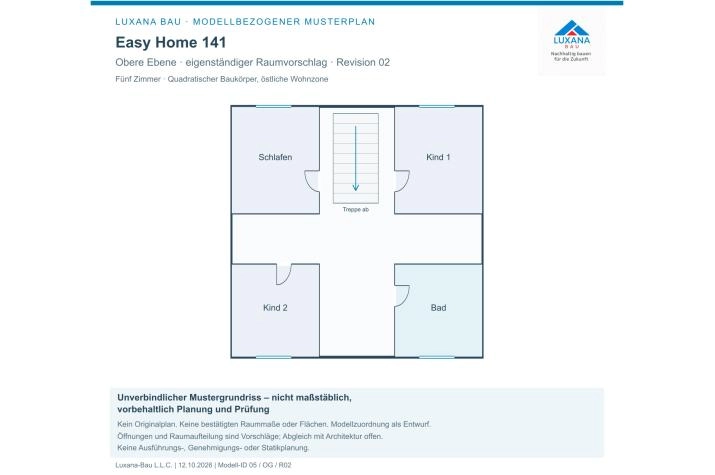 EASY Home 141 ab OK/Bodenplatte, OG - Modellbezogener Musterplan R02