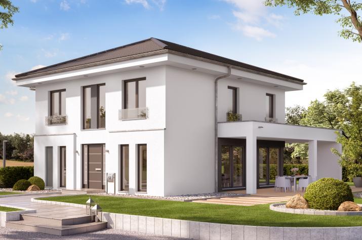 EVOLUTION 162 V5 - Elegante Stadtvilla mit Garagenanbau und riesigem Wohn-Ess-Kochbereich EVOLUTION 162 V5 - Elegante Stadtvilla mit Garagenanbau und riesigem Wohn-Ess-Kochbereich