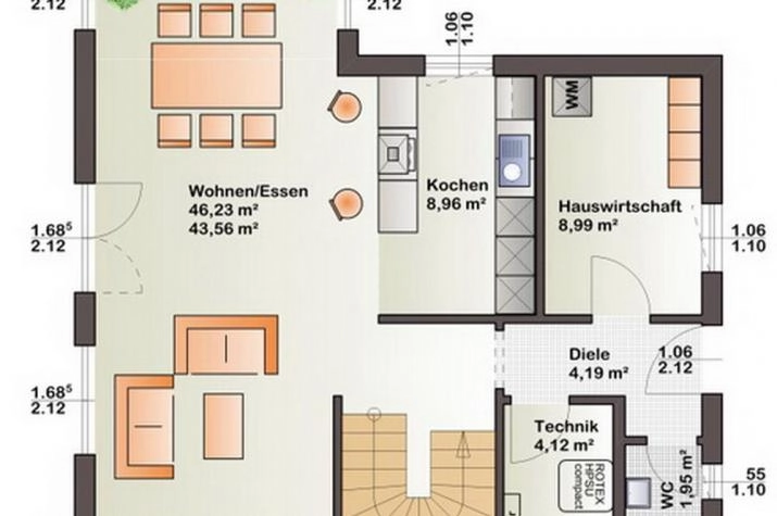Grundriss Einfamilienhaus - Wintergarten - schlüsselfertig, Grundriss EG mit Wintergarten