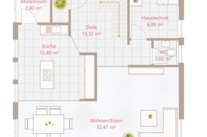 Grundriss Einfamilienhaus mit 4 Zimmern, 139 m² Wohnfläche