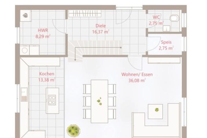 Grundriss Bungalow mit 4 Zimmern, 146 m² Wohnfläche