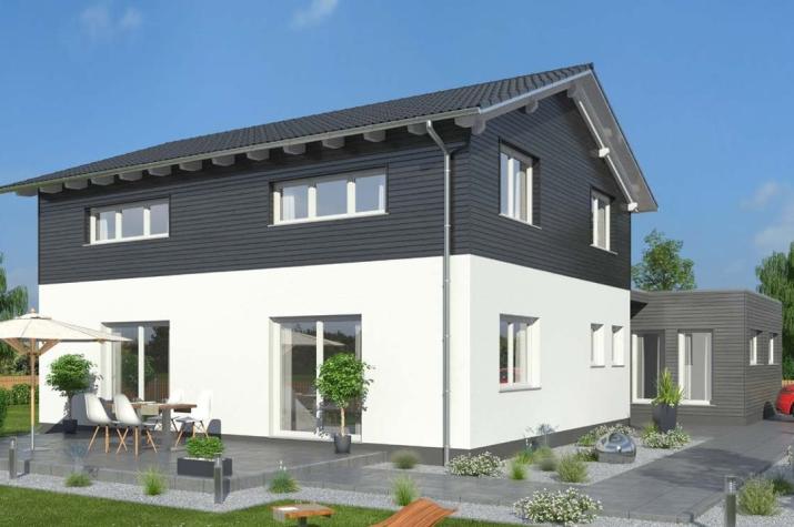 Einfamilienhaus 146 SD mit Büro - Drevo Fertigbau - Ansicht Einfamilienhaus 146 SD mit Büro - Drevo Fertigbau - Ansicht