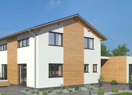 Doppelhaus Einfamilienhaus 146 SD mit Garage - Drevo Fertighaus
