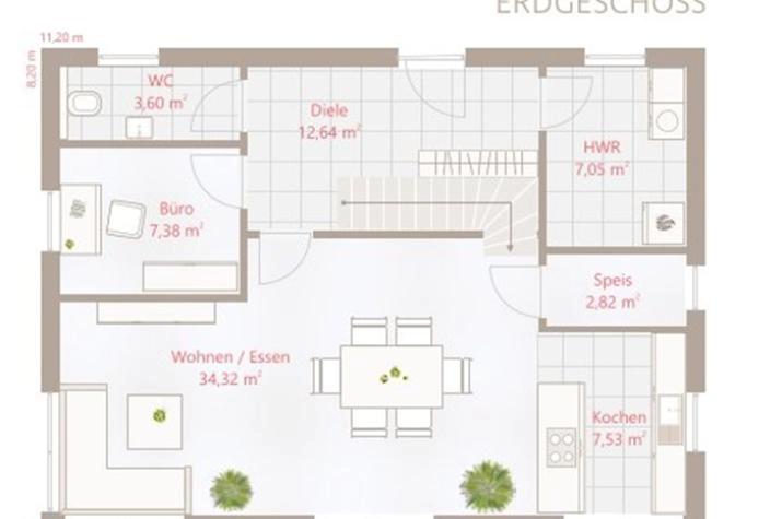 Grundriss Haus mit 5 Zimmern, 146 m² Wohnfläche
