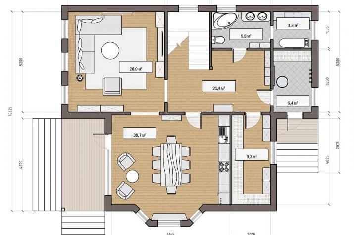 Grundriss Passivhaus mit 5 Zimmern, 193 m² Wohnfläche