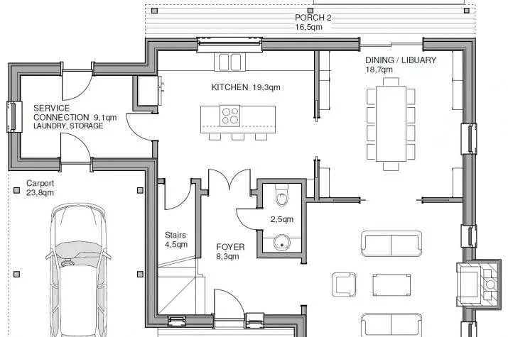 Grundriss Amerikanisches Haus, 164 m² Wohnfläche