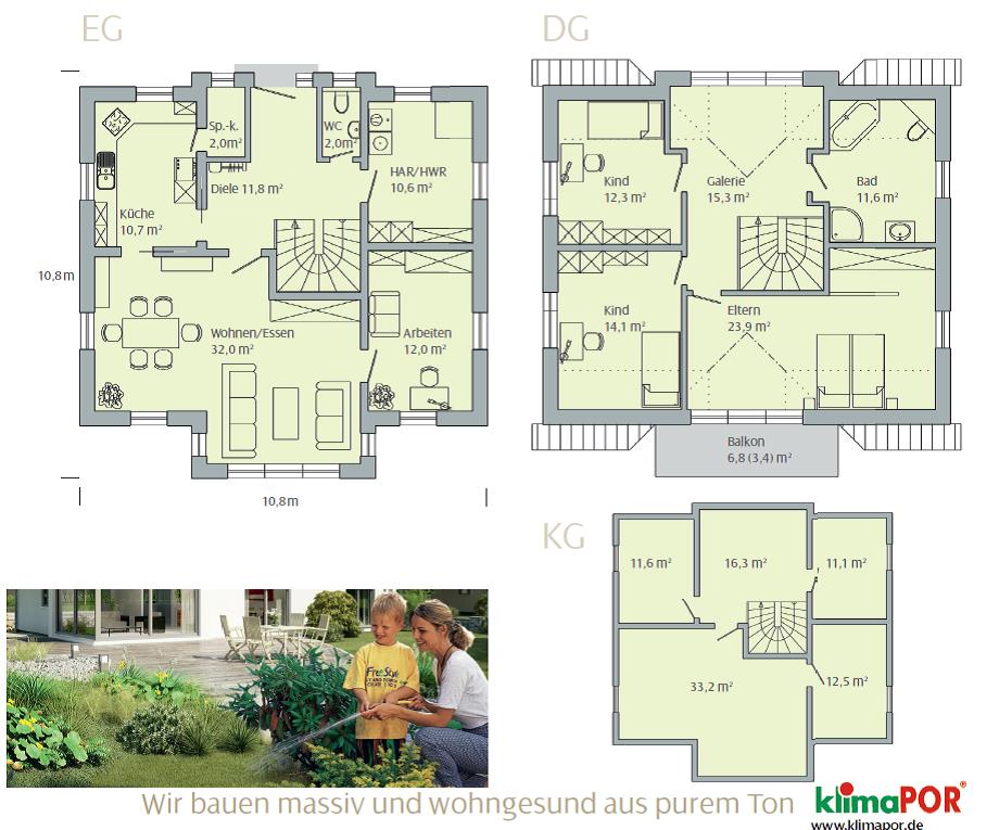 Weitere Grundrisse eines Hauses mit Keller
