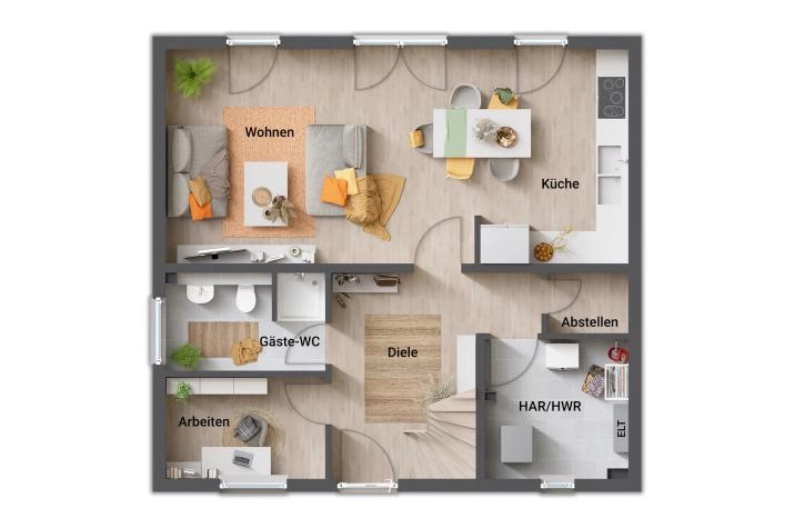 Grundriss Flair 113, Erdgeschoss mit Arbeitszimmer