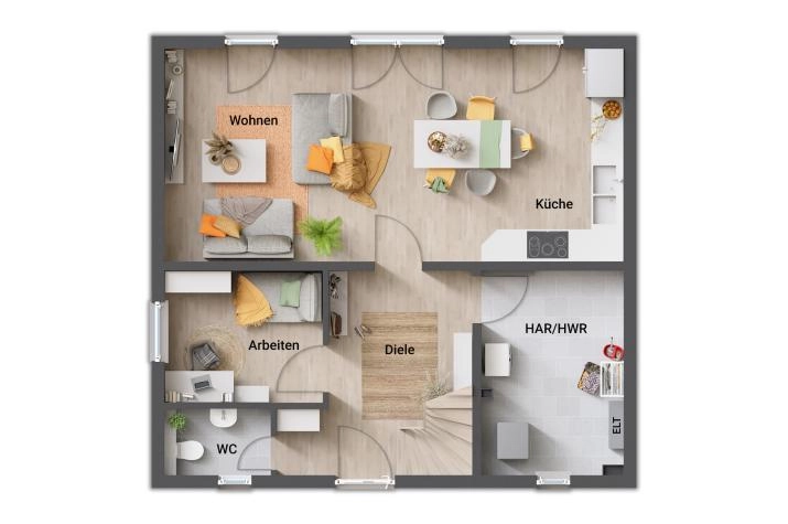 Grundriss Flair 113, Erdgeschoss mit großen Technikraum