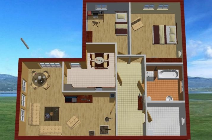 Grundriss Amerikanisches Haus, 107 m² Wohnfläche