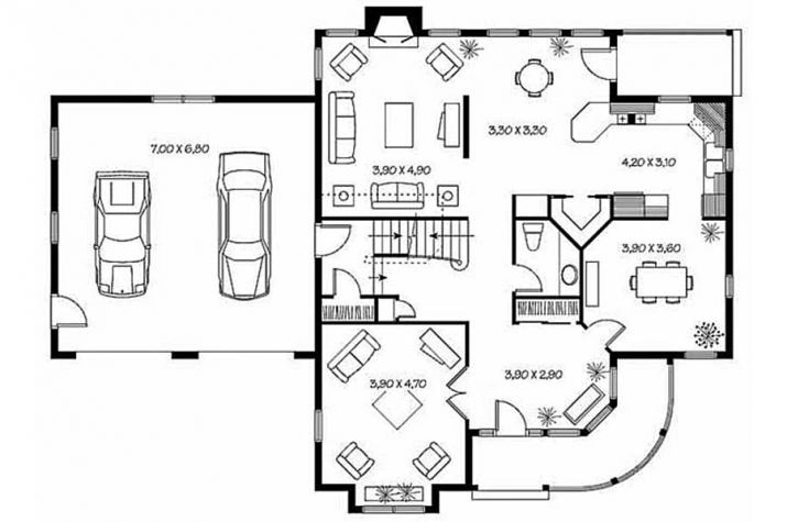 Grundriss Amerikanisches Haus, 245 m² Wohnfläche