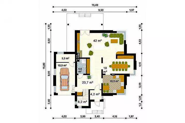 Grundriss Luxushaus, 260 m² Wohnfläche