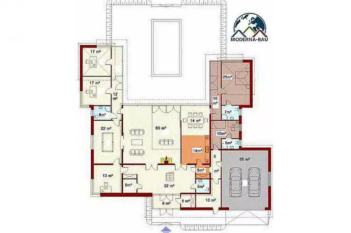 Grundriss Luxushaus, 430 m² Wohnfläche