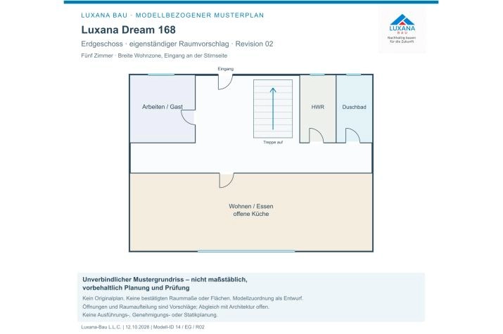Grundriss Haus mit 5 Zimmern, 168 m² Wohnfläche