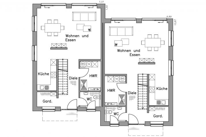 Massiv-Hausidee DH 120 T - EG-Grundriss DH 120 T Massiv-Hausidee DH 120 T - EG-Grundriss DH 120 T