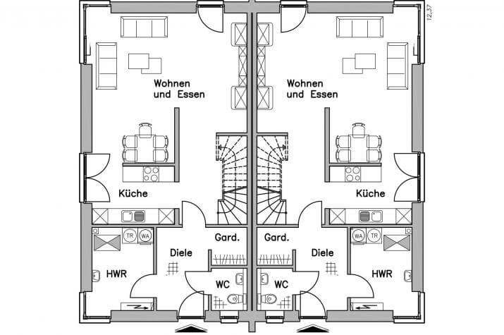 Massiv-Hausidee DH 130 M - EG-Grundriss DH 130 M Massiv-Hausidee DH 130 M - EG-Grundriss DH 130 M