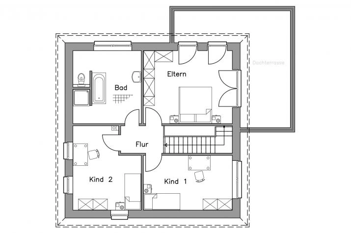 Massiv-Hausidee SV 140 M, OG-Grundriss SV 140 M