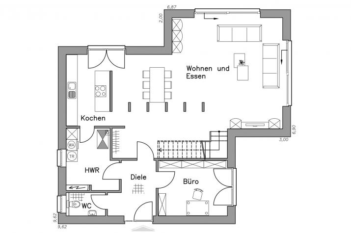 Massiv-Hausidee SV 140 M - EG-Grundriss SV 140 M Massiv-Hausidee SV 140 M - EG-Grundriss SV 140 M