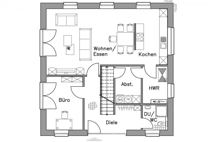 Massiv-Hausidee SV 155 T - EG-Grundriss SV 155 T Massiv-Hausidee SV 155 T - EG-Grundriss SV 155 T