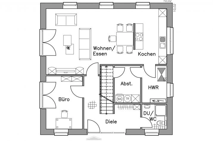 Massiv-Hausidee SV 155 T, EG-Grundriss SV 155 T